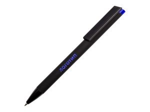 Ручка металлическая шариковая «Taper Metal» soft-touch - черный/синий