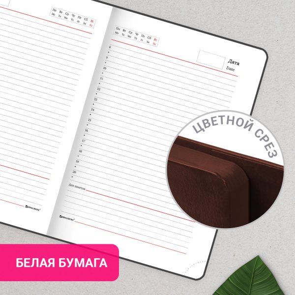 Еженедельник датированный 2026 МАЛЫЙ ФОРМАТ 105х160 мм, А6, BRAUBERG "Imprint", тиснение, розовый, 117213 — изображение 15