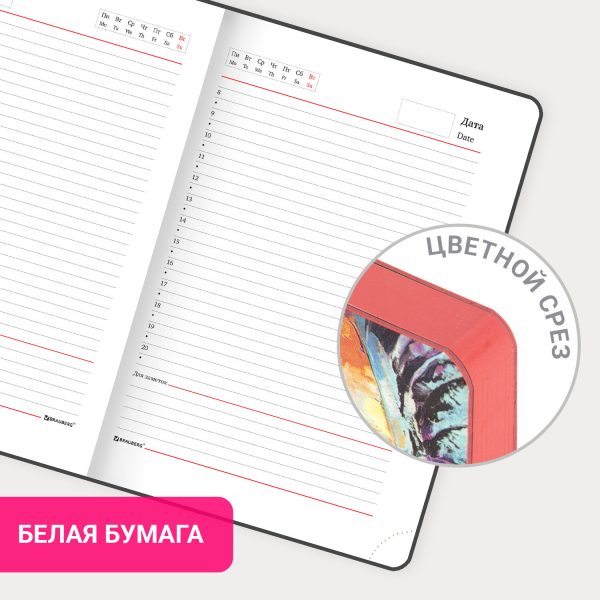 Еженедельник недатированный с резинкой 171х93 мм, BRAUBERG, твердый, 64 л., "Minimal", черный, 116309 — изображение 15