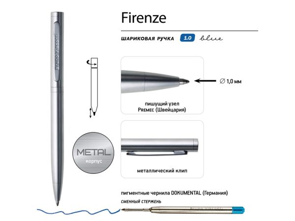 Ручка металлическая шариковая «Firenze» — изображение 3