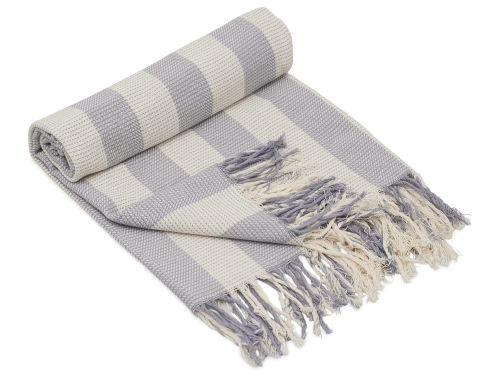 Плед «Reglet» из хлопка с бахромой - серый Подарочный набор «Re:Warm» с пледом, термосом и свечой — изображение 9