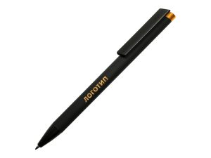 Ручка металлическая шариковая «Taper Metal» soft-touch - черный/оранжевый