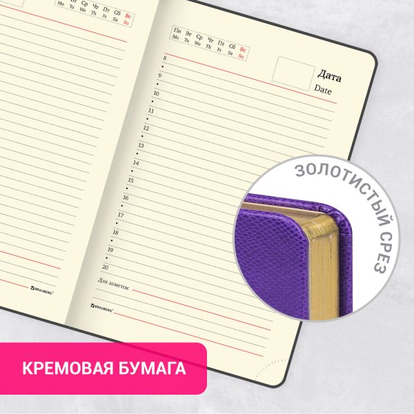 Еженедельник датированный 2026 МАЛЫЙ ФОРМАТ 95х155 мм, А6, BRAUBERG "Augustus", под кожу, красный, 117184 — изображение 14