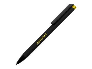 Ручка металлическая шариковая «Taper Metal» soft-touch - черный/желтый