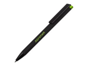 Ручка металлическая шариковая «Taper Metal» soft-touch - черный/зеленое яблоко