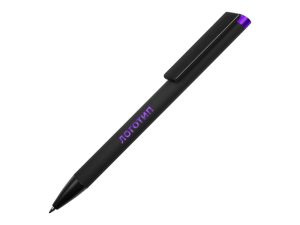 Ручка металлическая шариковая «Taper Metal» soft-touch - черный/фиолетовый
