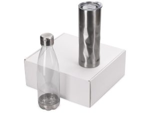 Подарочный набор с термокружкой и бутылкой «Water cross» - серебристый Подарочный набор с термокружкой и бутылкой «Water cross»