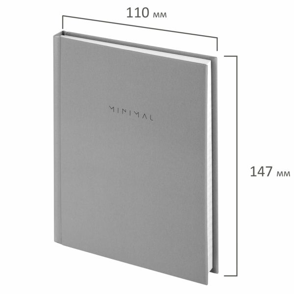Блокнот МАЛЫЙ ФОРМАТ 110х147 мм, А6, 80 л., твердый, клетка, BRAUBERG "Minimal", серый, 116445 — изображение 2