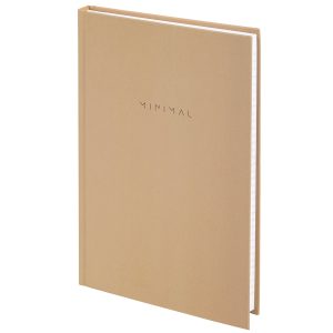 Блокнот А5 134х206 мм, 80 л., твёрдый, клетка, BRAUBERG "Minimal", бежевый, 116438