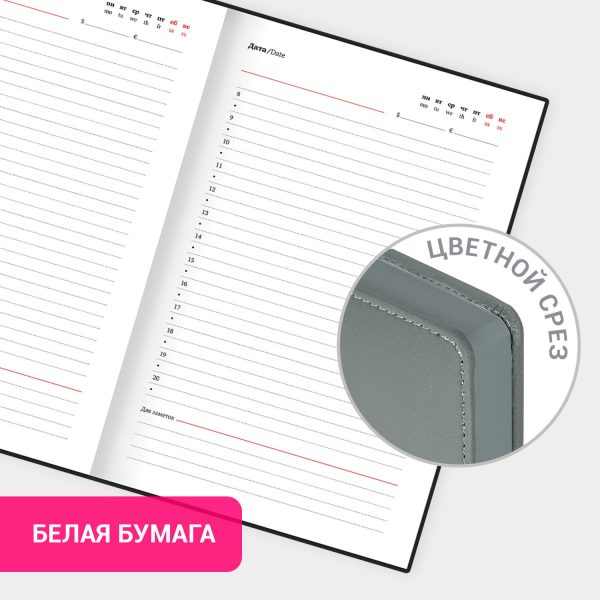 Ежедневник недатированный А5 138х213 мм, BRAUBERG "Safari", под кожу, магнит, 160 л., Snake, серый, 116594 — изображение 14