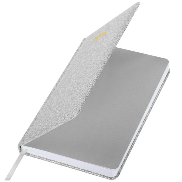 Ежедневник датированный 2026, А5, 138x213 мм, BRAUBERG "Sparkle", под кожу, блестки, серебристый, 117440 — изображение 4