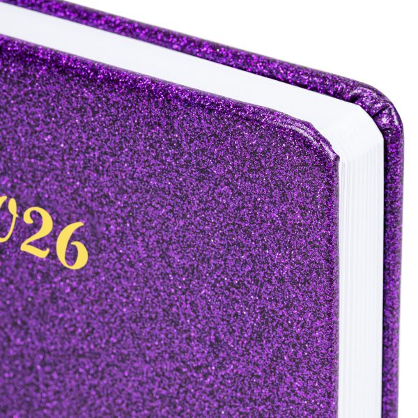 Ежедневник датированный 2026 А5 138x213мм BRAUBERG Sparkle, под кожу, блестки, фиолетовый, 117438 — изображение 3