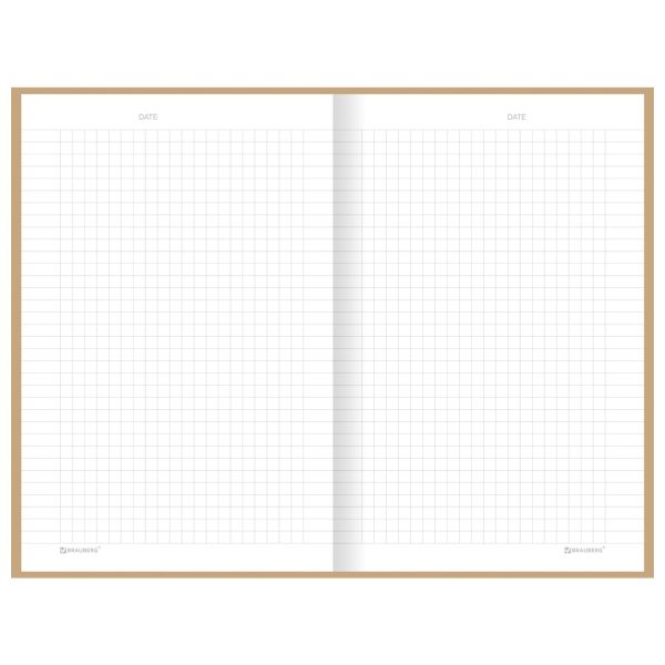 Блокнот А5 134х206 мм, 80 л., твёрдый, клетка, BRAUBERG "Minimal", бежевый, 116438 — изображение 5
