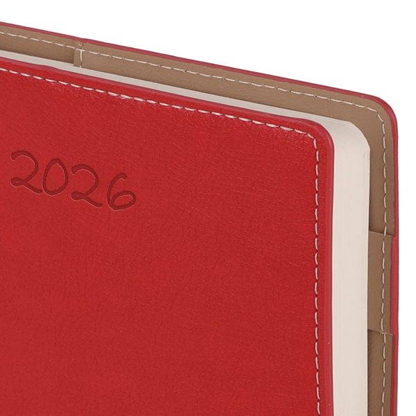 Ежедневник датированный 2026, А5, 143х218 мм, BRAUBERG "Journal", под кожу, застежка, держатель для ручки, органайзер, красный, 117380 — изображение 6