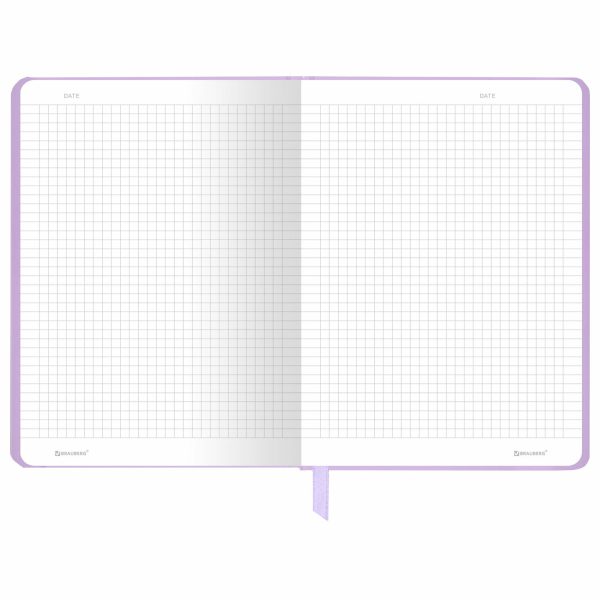 Блокнот с резинкой в клетку 96 л., А5 145х203 мм, твердая обложка, BRAUBERG, "Minimal", сиреневый, 116322 — изображение 3