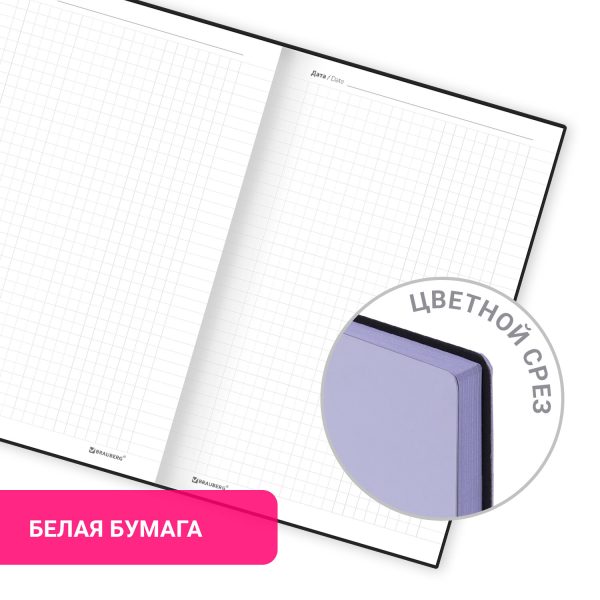 Блокнот А5 138x213мм BRAUBERG "Personal", под кожу, 80 листов, клетка, лавандовый, 116610 — изображение 10