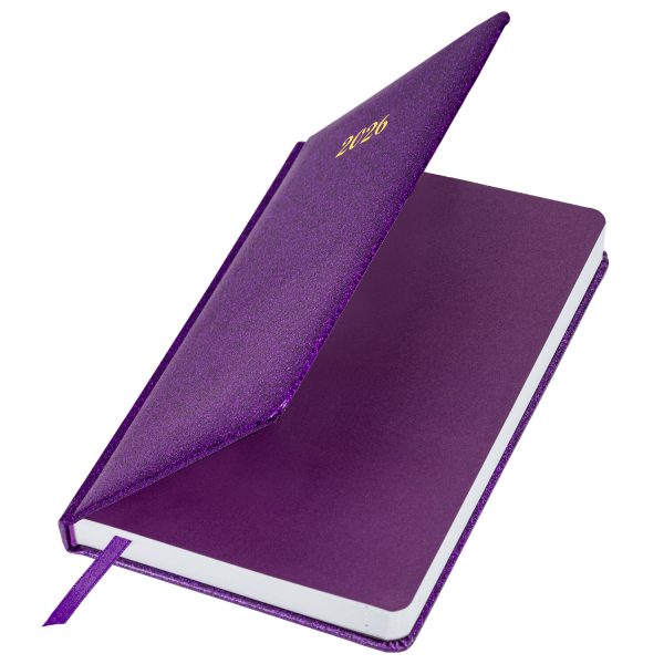 Ежедневник датированный 2026 А5 138x213мм BRAUBERG Sparkle, под кожу, блестки, фиолетовый, 117438 — изображение 4