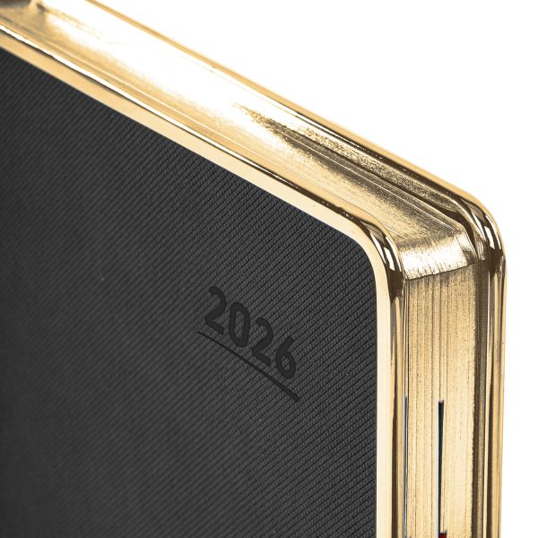 Ежедневник датированный 2026 А5 148х218 мм, GALANT "Infinity Gold", под кожу, черный, 117500 — изображение 4