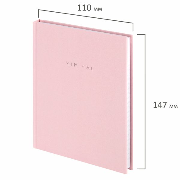 Блокнот МАЛЫЙ ФОРМАТ 110х147 мм, А6, 80 л., твердый, клетка, BRAUBERG "Minimal", розовый, 116449 — изображение 2
