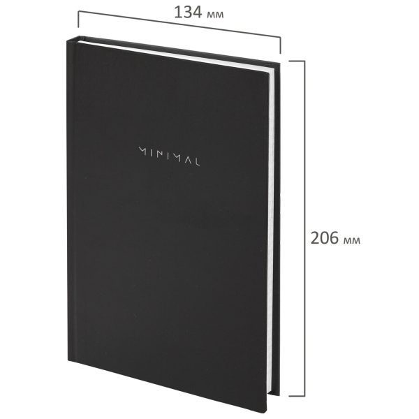 Блокнот А5 134х206 мм, 80 л., твёрдый, клетка, BRAUBERG "Minimal", черный, 116436 — изображение 2