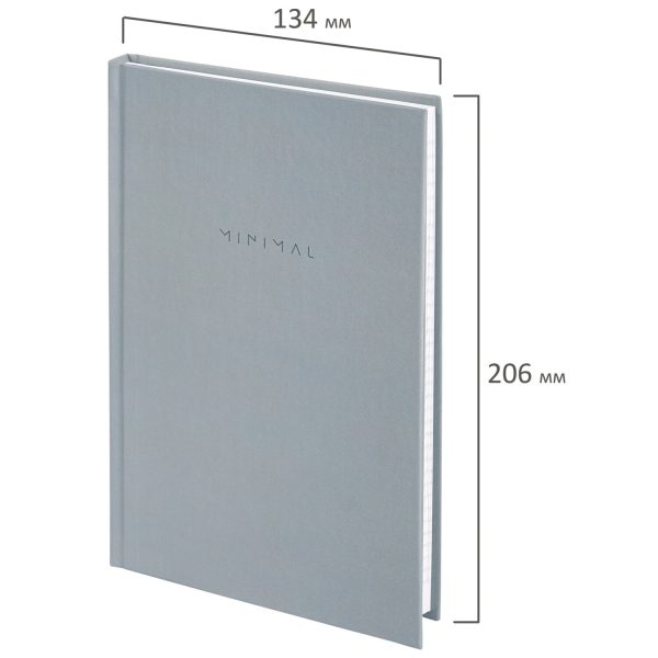 Блокнот А5 134х206 мм, 80 л., твёрдый, клетка, BRAUBERG "Minimal", серый, 116437 — изображение 2