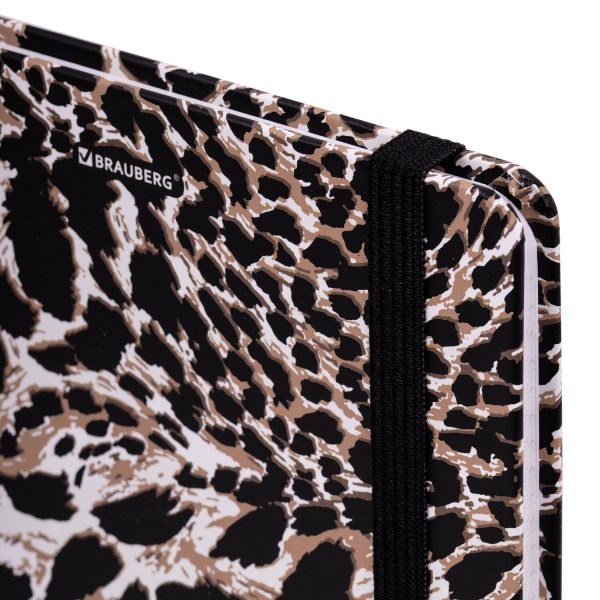 Блокнот с резинкой в клетку 96 л., А5 145х203 мм, твердая обложка, BRAUBERG," Leopard", 115535 — изображение 4