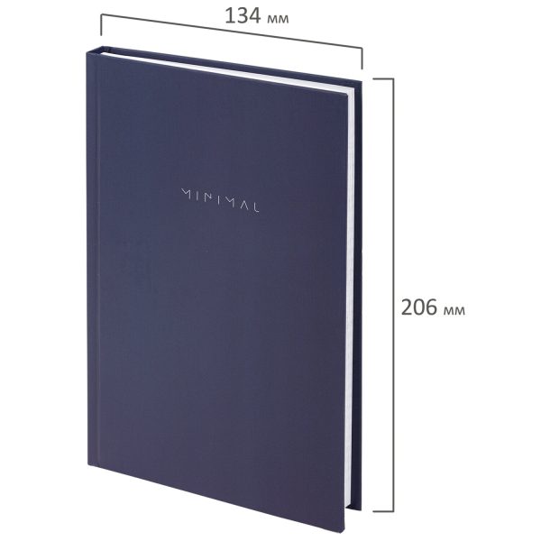 Блокнот А5 134х206 мм, 80 л., твёрдый, клетка, BRAUBERG "Minimal", синий, 116439 — изображение 2