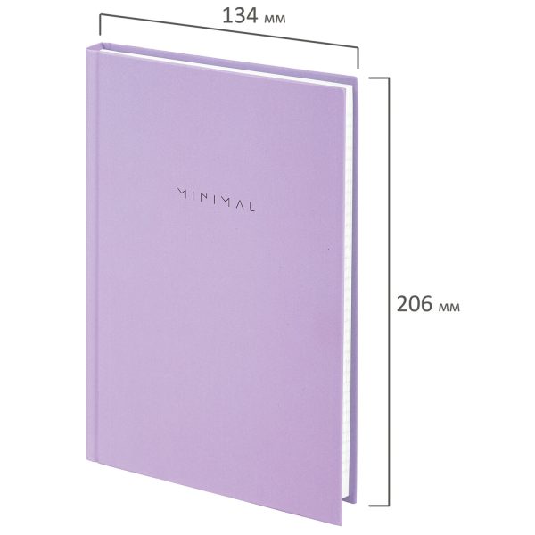 Блокнот А5 134х206 мм, 80 л., твёрдый, клетка, BRAUBERG "Minimal", сиреневый, 116440 — изображение 2