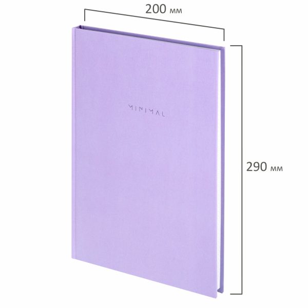 Блокнот БОЛЬШОЙ ФОРМАТ 200х290 мм, А4, 80 л., твердый, клетка, BRAUBERG "Minimal", сиреневый, 116434 — изображение 2