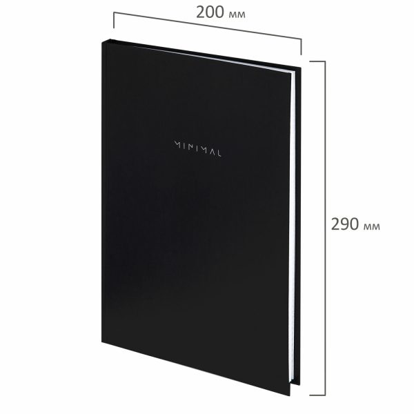 Блокнот БОЛЬШОЙ ФОРМАТ 200х290 мм, А4, 80 л., твердый, клетка, BRAUBERG "Minimal", черный, 116432 — изображение 2