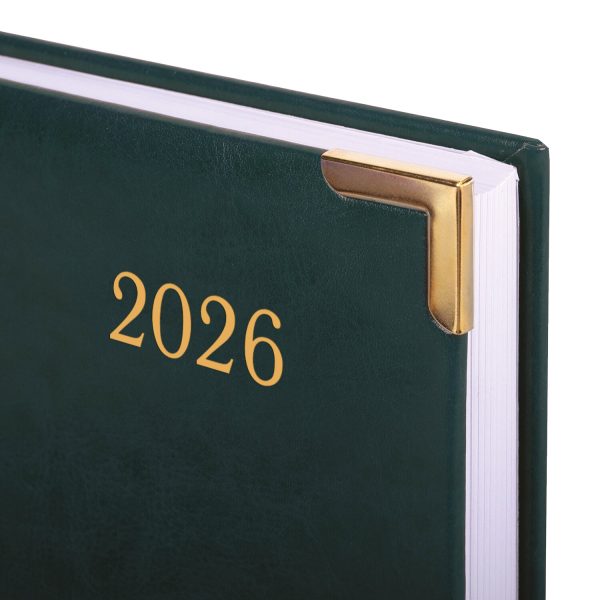 Ежедневник датированный 2026 А5 138x213мм BRAUBERG Senator, под кожу, зеленый, 117092 — изображение 3