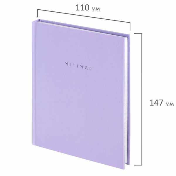 Блокнот МАЛЫЙ ФОРМАТ 110х147 мм, А6, 80 л., твердый, клетка, BRAUBERG "Minimal", сиреневый, 116448 — изображение 2
