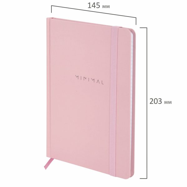 Блокнот с резинкой в клетку 96 л., А5 145х203 мм, твердая обложка, BRAUBERG, "Minimal", розовый, 116319 — изображение 3