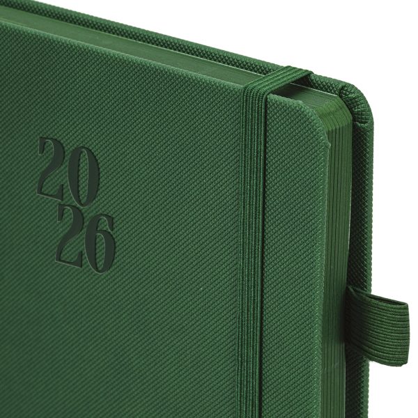 Ежедневник датированный 2026, А5, 138х213 мм, BRAUBERG "Plain", под кожу, резинка, держатель для ручки, темно-зеленый, 117507 — изображение 4