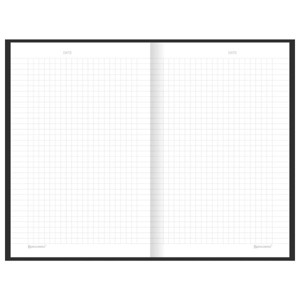 Блокнот А5 134х206 мм, 80 л., твёрдый, клетка, BRAUBERG "Minimal", черный, 116436 — изображение 5