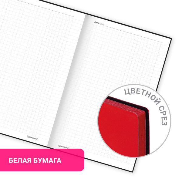 Блокнот А5 138x213 мм, BRAUBERG "Personal", под кожу, 80 листов, клетка, красный, 116609 — изображение 10
