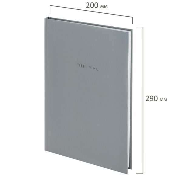 Блокнот БОЛЬШОЙ ФОРМАТ 200х290 мм, А4, 80 л., твердый, клетка, BRAUBERG "Minimal", серый, 116433 — изображение 2