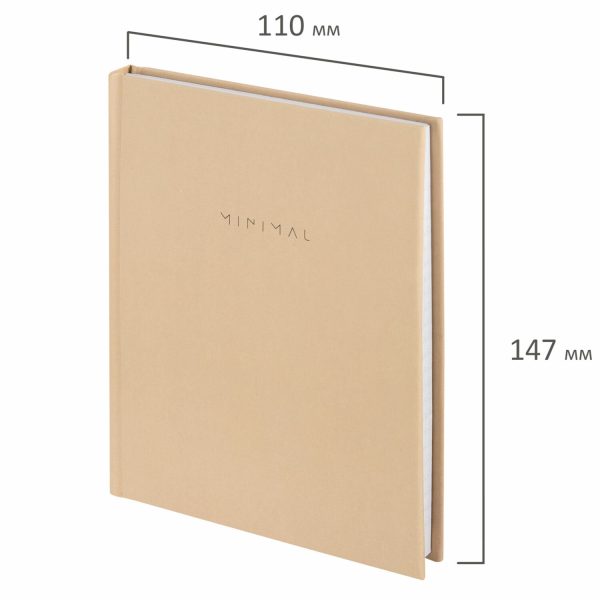 Блокнот МАЛЫЙ ФОРМАТ 110х147 мм, А6, 80 л., твердый, клетка, BRAUBERG "Minimal", бежевый, 116446 — изображение 2