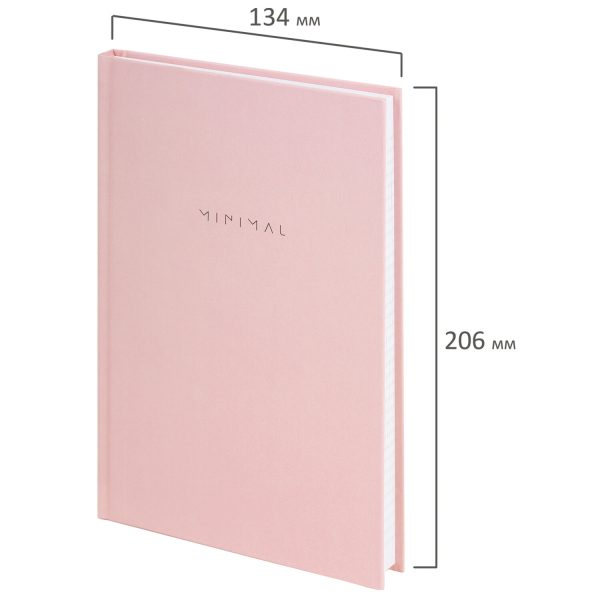 Блокнот А5 134х206 мм, 80 л., твёрдый, клетка, BRAUBERG "Minimal", розовый, 116441 — изображение 2