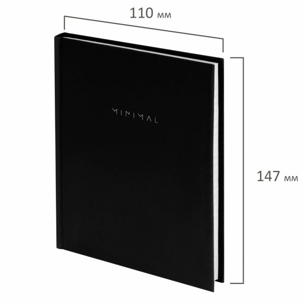 Блокнот МАЛЫЙ ФОРМАТ 110х147 мм, А6, 80 л., твердый, клетка, BRAUBERG "Minimal", черный, 116444 — изображение 2
