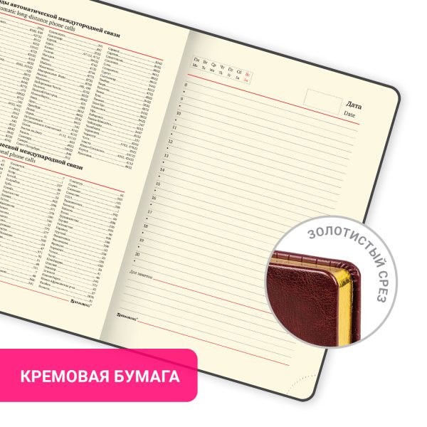 Ежедневник недатированный А5 138х213 мм BRAUBERG "Cayman" под кожу, 160 л., коричневый/коричневый, 125084 — изображение 13