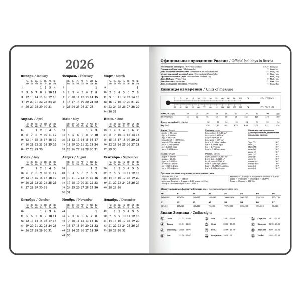 Ежедневник датированный 2026 с резинкой 145х203 мм, А5, BRAUBERG, твердый, "Россия", 117332 — изображение 6