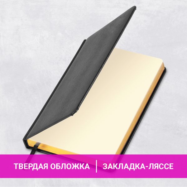 Ежедневник недатированный А5, 138х213 мм, BRAUBERG "Iguana" под кожу, 160 л., черный, 125089 — изображение 13
