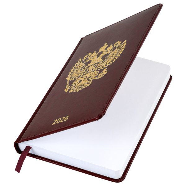 Ежедневник датированный 2026 А5 138х213 мм, BRAUBERG "State", под кожу, коричневый, 117417 — изображение 3