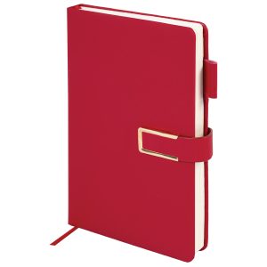 Ежедневник недатированный, А5, 143х210 мм, BRAUBERG "Dainty", под кожу, магнитная застежка, 160 л., красный, 117142