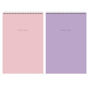 Блокнот ДЭК А4 198х297 мм, 80 л., КОМПЛЕКТ 2 шт., гребень, подложка, BRAUBERG "Minimal Pastel", 116453