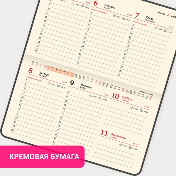 Еженедельник датированный 2026 МАЛЫЙ ФОРМАТ 95х155 мм, А6, BRAUBERG "Augustus", под кожу, черный, 117186 — изображение 18