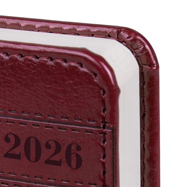 Ежедневник датированный 2026, МАЛЫЙ ФОРМАТ 100х150 мм, А6, BRAUBERG "Imperial", под кожу, бордо, 117254 — изображение 3