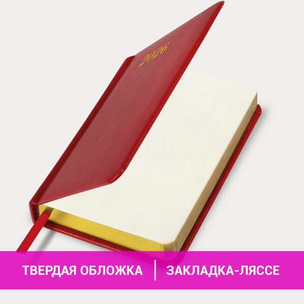 Ежедневник датированный 2026, МАЛЫЙ ФОРМАТ 100х150 мм, А6, BRAUBERG "Iguana", под кожу, красный, 117251 — изображение 14