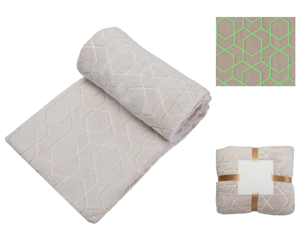 Светящийся в темноте плед «Lattice» - бежевый Светящийся в темноте плед «Lattice» - бежевый